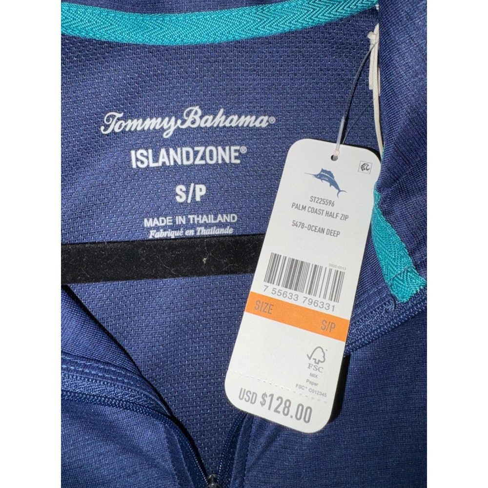 Tommy Bahama Men Palm Coast Half Zip IslandZone Pullover Ocean Deep blue wicking - Picture 6 of 8